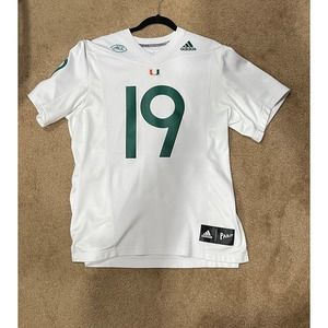 Adidas University of Miami Hurricanes Parley White Football Jersey Large Men's